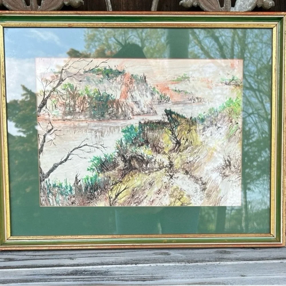 Original Oil Impressionist Landscape Painting: Fisherman's Sky, Signed Delmor